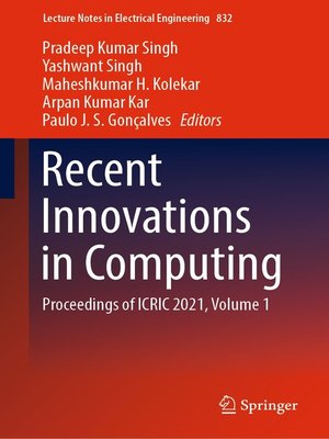 cover image of Recent Innovations in Computing